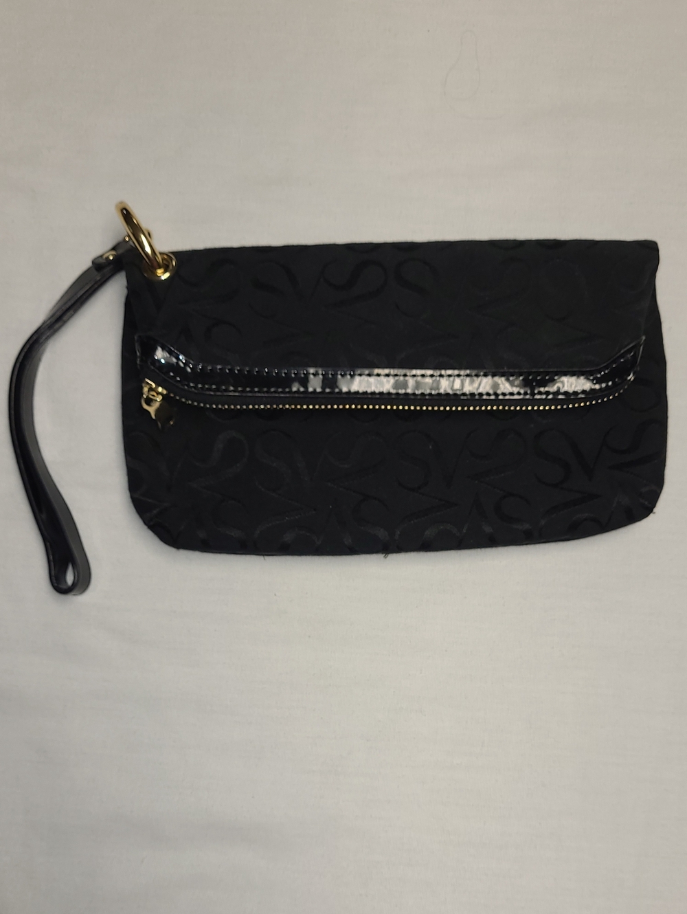 Simply Vera Vera Wang Black Mini magnetic fold Wristlet with Gold Hardware